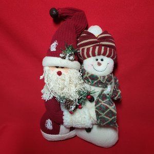 Santa Snowman Embracing Christmas Decor Weighted Plush